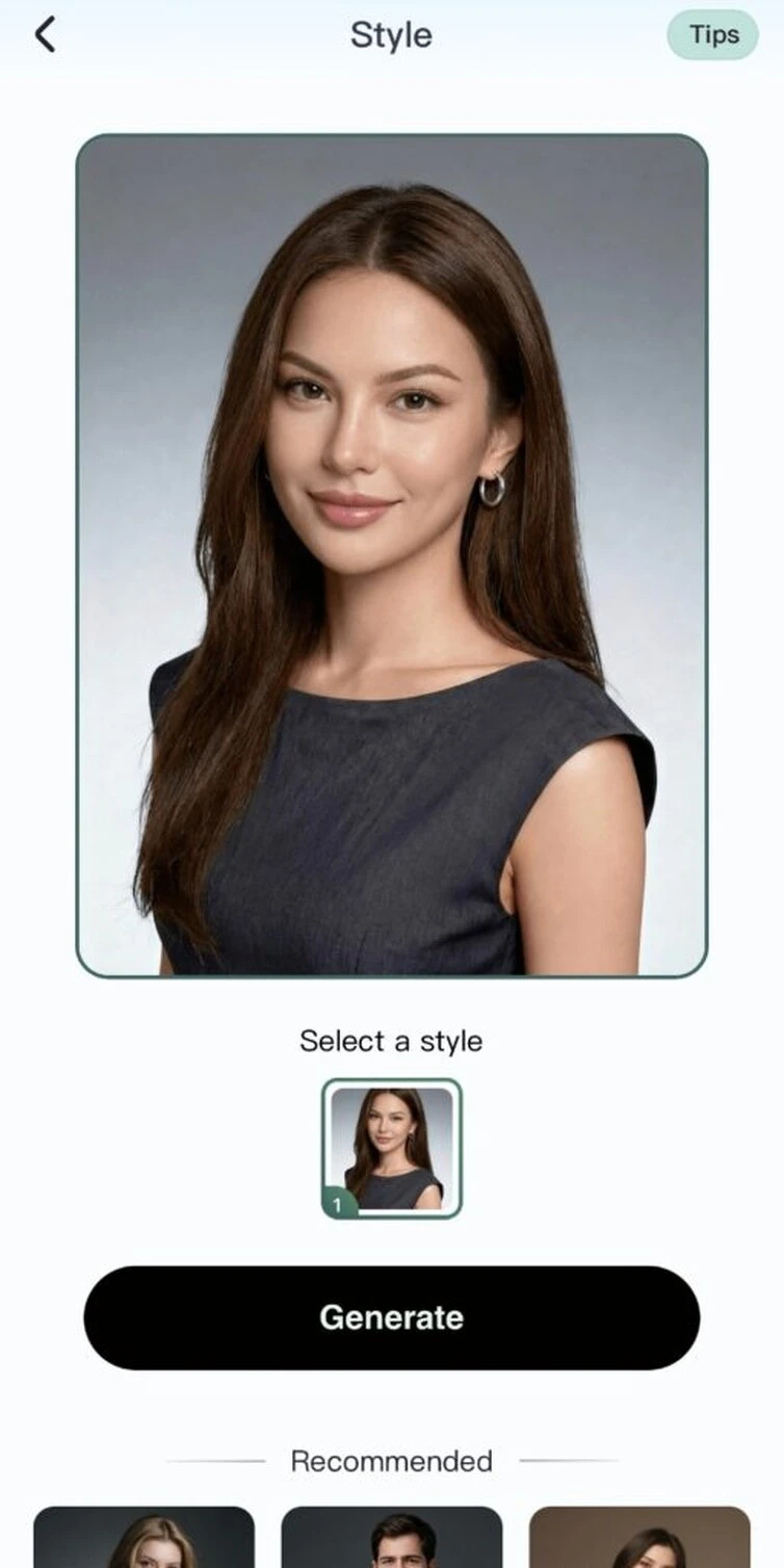 Choose the template you
like and generate a photo