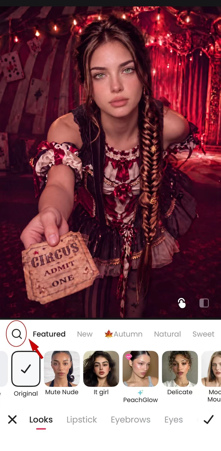 Click on the search symbol