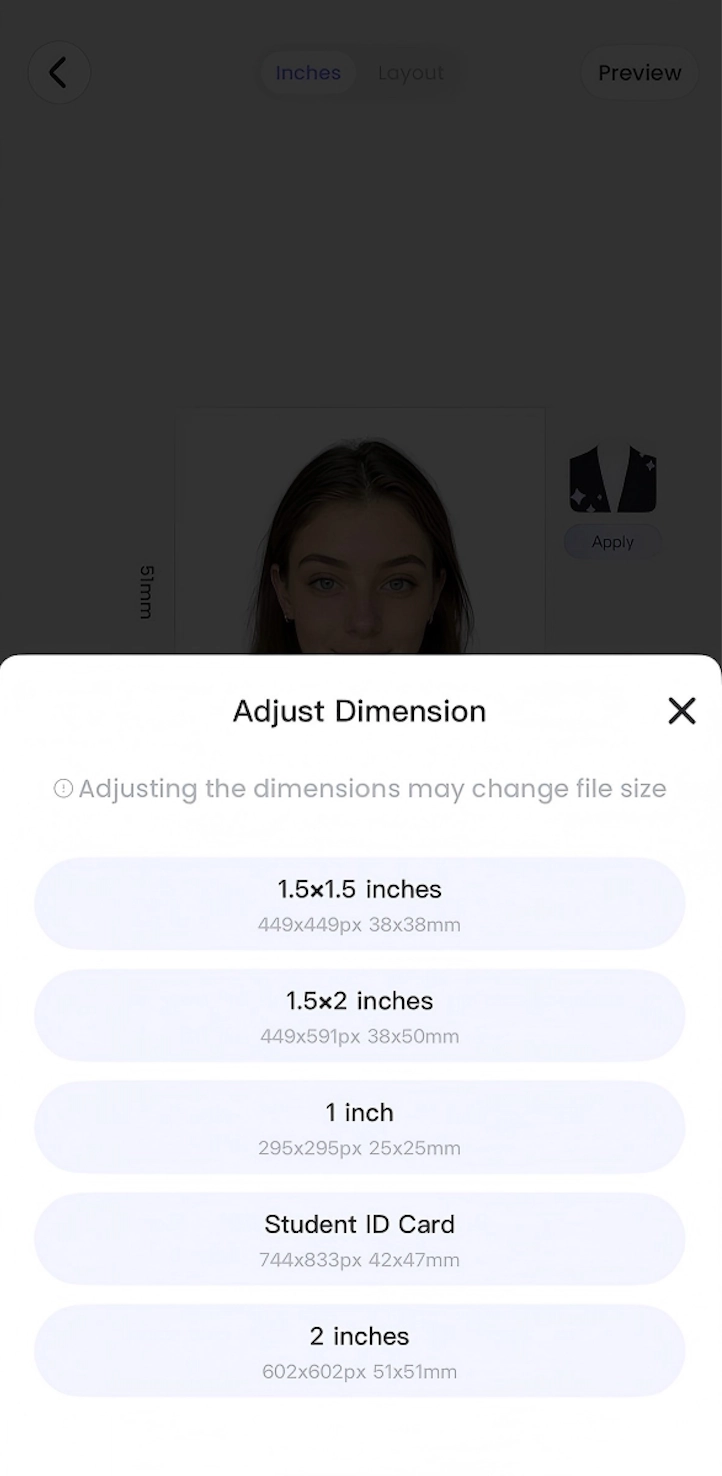 Meitu Edit and Size controls, the Adjust Dimension panel, and background color options.