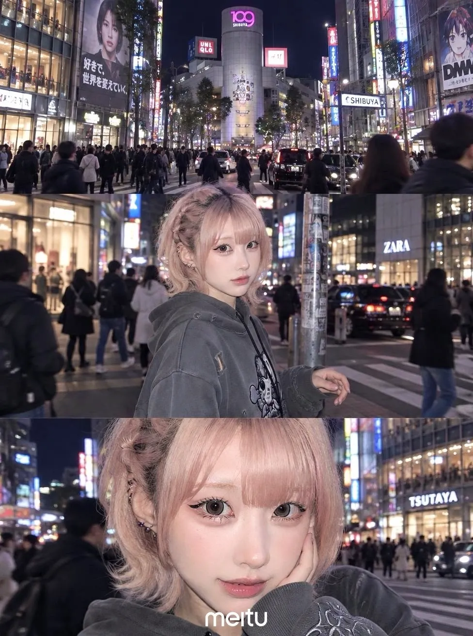 alt: Meituの「渋谷スナップ」機能の使用効果。